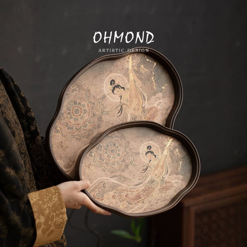 OHMOND | 敦煌飞天速干重竹海棠干泡台 中式国潮复古小型茶盘托盘