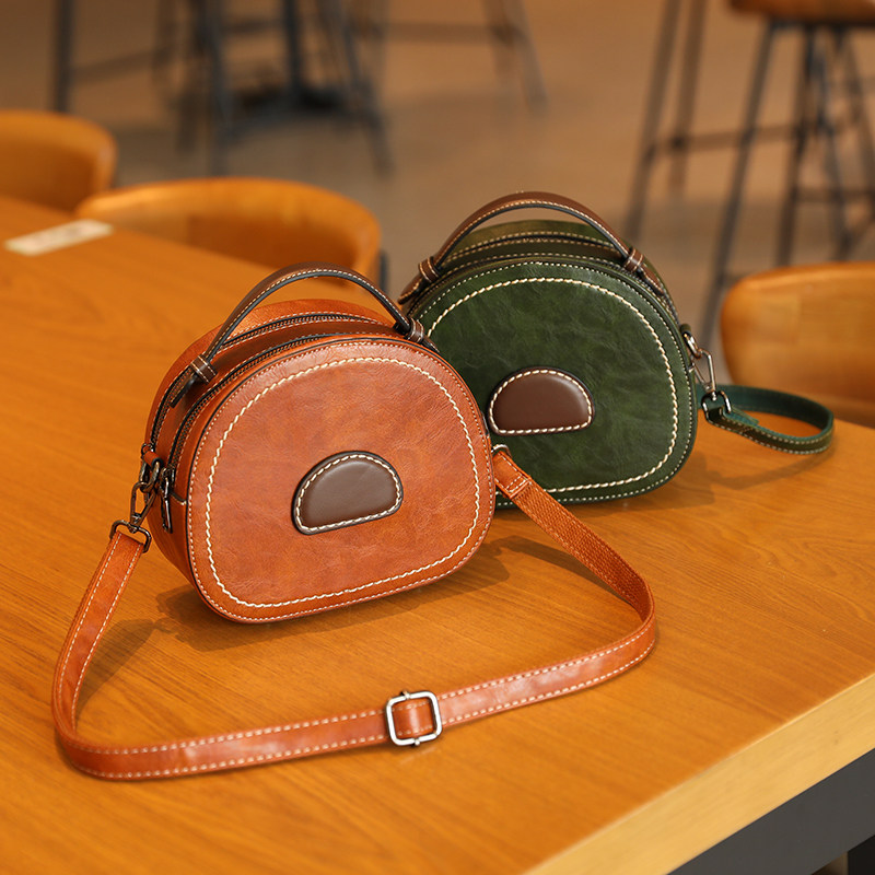 真皮包包女2025新款网红圆饼包牛皮时尚斜跨小包复古百搭单肩女包,箱包皮具/热销女包/男包,通用款女包,淘宝优惠券,粉丝福利购,淘宝优惠卷