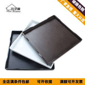 密胺仿瓷欧式托盘木纹防滑盘子塑料正方形黑白咖啡色蛋糕盘加厚