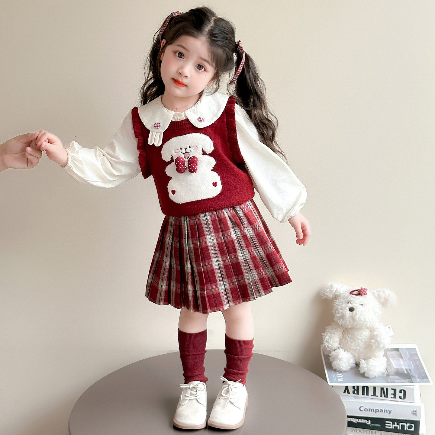 女童学院风套装春装2025新款洋气时髦宝宝小狗儿童JK春秋裙子春季,童装/婴儿装/亲子装,套装,淘宝优惠券,粉丝福利购,淘宝优惠卷