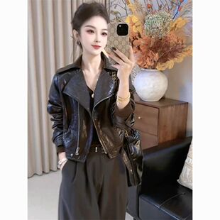 2026年秋冬新款 皮衣短外套女高级感显瘦小个子上衣 机车风长袖