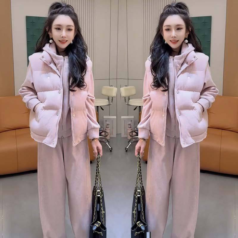 2026秋冬新款加绒加厚连帽卫衣外套阔腿裤棉衣马甲棉服三件套女,女装/女士精品,时尚套装,淘宝优惠券,粉丝福利购,淘宝优惠卷
