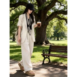 网红新款2026年夏季时尚西服套装女韩版宽松显瘦外套高级感女款潮