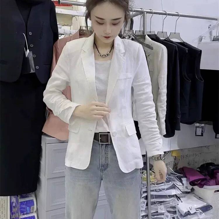 2026年春夏网红新款百搭欧货高级感简约气质双开叉西服外套女