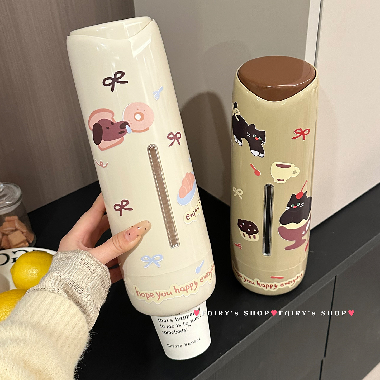 一次性纸杯取杯器壁挂式卡通可爱抽拉式杯架厨房餐厅收纳置物架图片