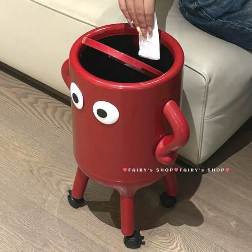 高颜值可移动免弯腰高脚垃圾桶