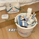 学生宿舍洗澡篮水桶脸盆刷牙杯新生开学军训洗澡用品 可爱洗漱套装