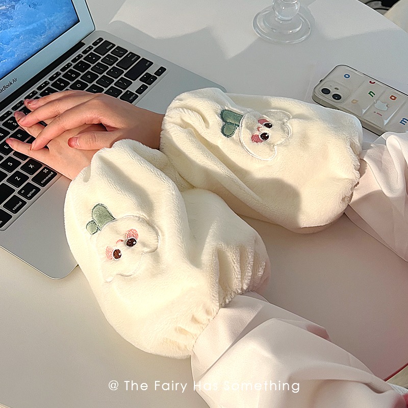 毛绒袖套女秋冬短款办公室上班