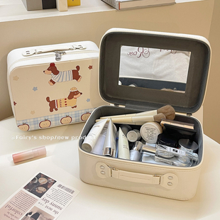 可爱化妆箱带镜子女手提便携外出旅行出差大容量新款化妆包收纳盒
