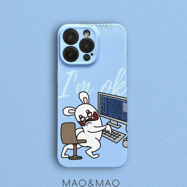maomao原创 I'm ok 我很好 兔子  苹果16 15 14 13promax华为小米全包镜头超好看手机壳小众不会撞壳白色