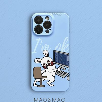 maomao原创 I'm ok 我很好 兔子  苹果16 15 14 13promax华为小米全包镜头超好看手机壳小众不会撞壳白色