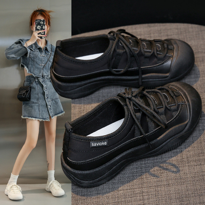 韩版厚底圆头休闲帆布鞋