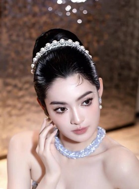 ETE ST1-17972新娘头饰 西式婚礼珍珠小冠发箍头饰新娘皇冠新娘王