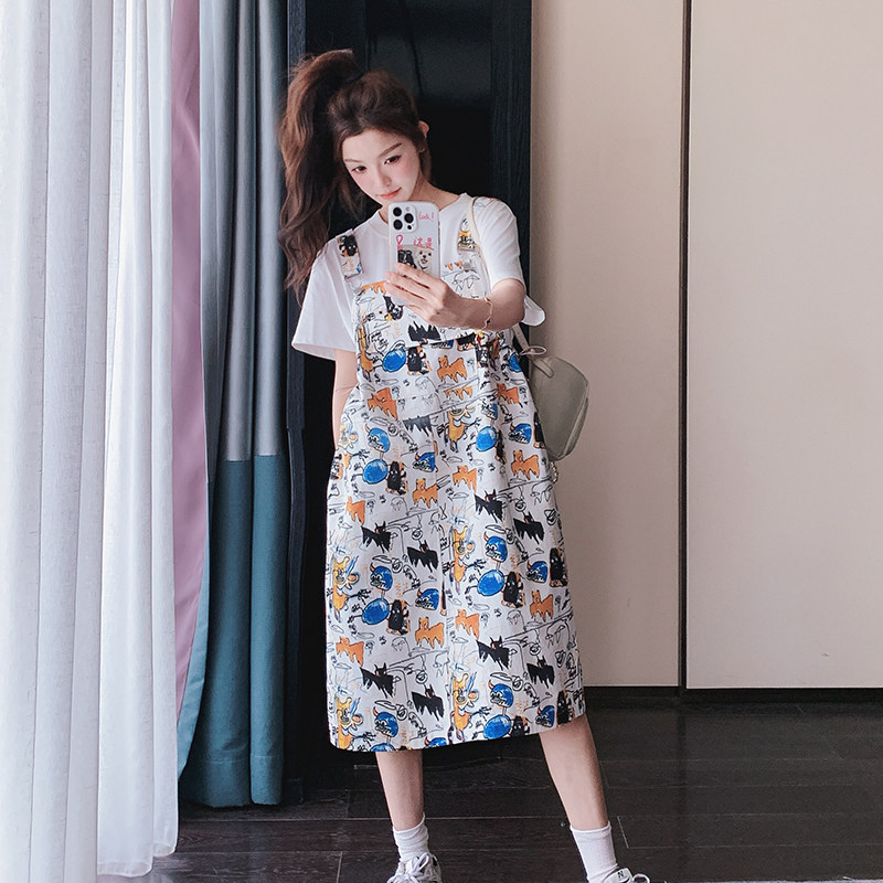 现货大货时尚涂鸦背带裙套装279-2D043套装P145单115控218,女装套装/套裙,浙宝173（原浙宝279）