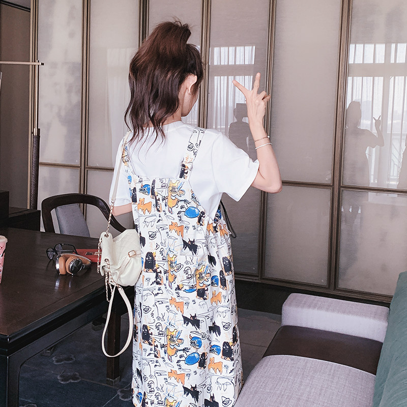 原创2026新款时尚涂鸦背带裙套装279-货号7906P145控218,女装套装/套裙,浙宝173（原浙宝279）