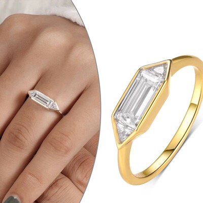 s925银几何莫桑石戒指极简轻奢设计感女款爆款饰品欧美时尚