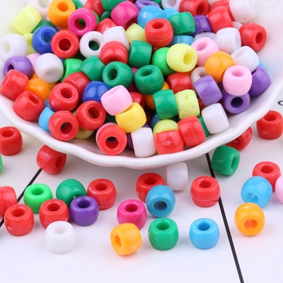 Pony beads小马珠脏辫大孔桶珠实色葱粉透明串珠diy珠子饰品配件