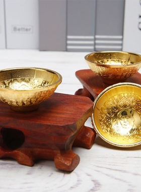 袖珍小碗摆件摆饰碗 镀金碗合金迷你金碗工艺品抓周道具拍照道具