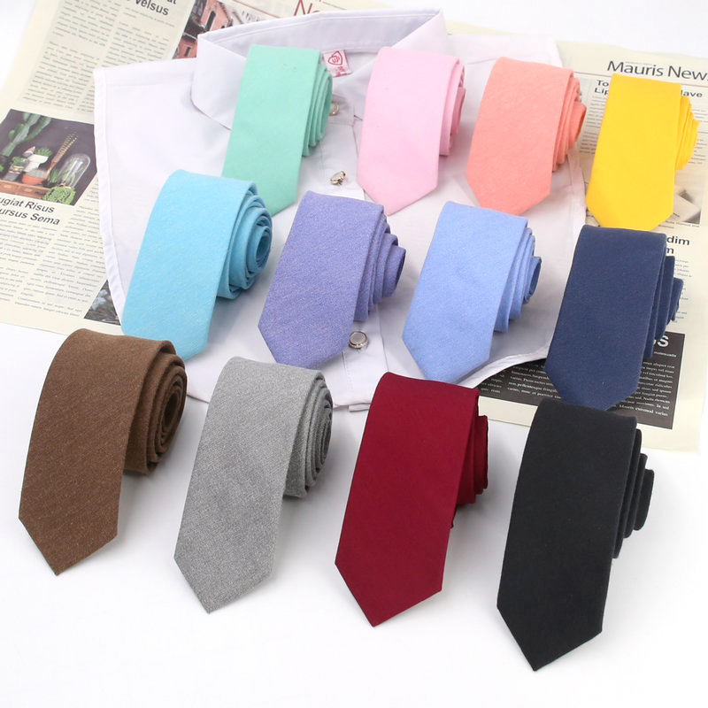 印花棉麻韩版纯色窄5cm领带