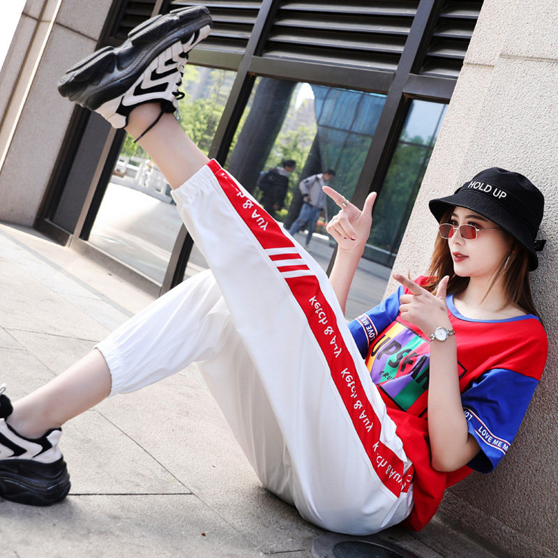 广场跳舞运动套装女休闲两件套2019新款时尚裤子夏大码鬼步舞套装|ruв категории Женская одежда, костюм/студенты школьную форму/обмундирования, досуг, спортивный костюм - от Buy2taobao.com для оказания профессиональной услуги покупки агента Taobao