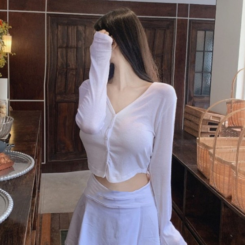 微透薄款白色外穿开衫上衣防晒女图片