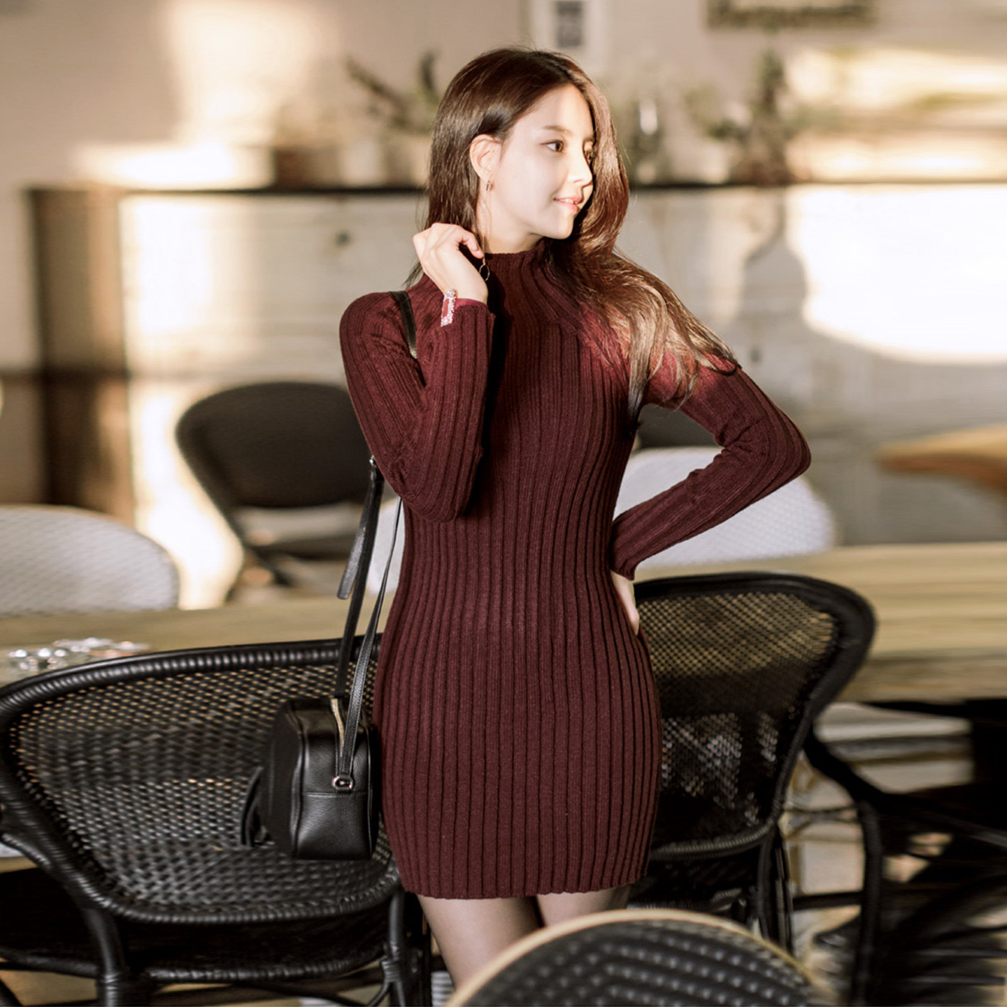 加厚半高领毛衣裙修身收腰显瘦韩系包臀性感针织打底连衣裙女秋冬,女装/女士精品,连衣裙,淘宝优惠券,粉丝福利购,淘宝优惠卷