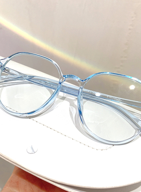 透明蓝色韩国学生近视散光防蓝光瑜伽眼镜TR7克超轻男女瘦脸款潮