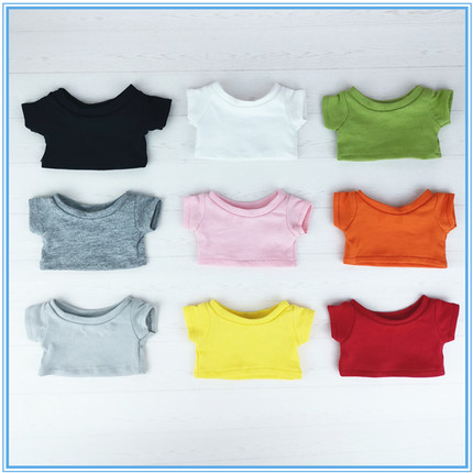 可定制现货娃衣5cm10cm15cm20cm40cm棉花娃娃纯色短袖T恤公仔Tee