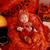 婴儿百福被子包单纯棉薄款 初生大红抱被宝宝包巾出院包裹巾抱毯子