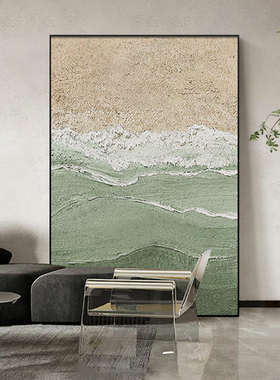 纯手绘油画【海曦】高级绿色挂画客厅餐厅沙发背景墙玄关装饰画