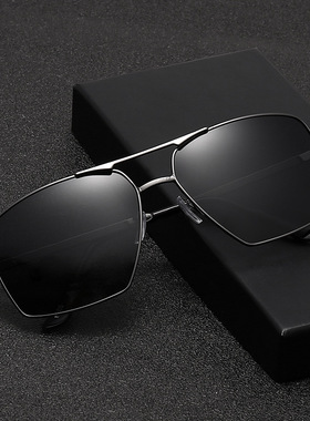 2025夏季新款偏光太阳镜钓鱼遮阳防晒黑色金属眼镜男士墨镜户外