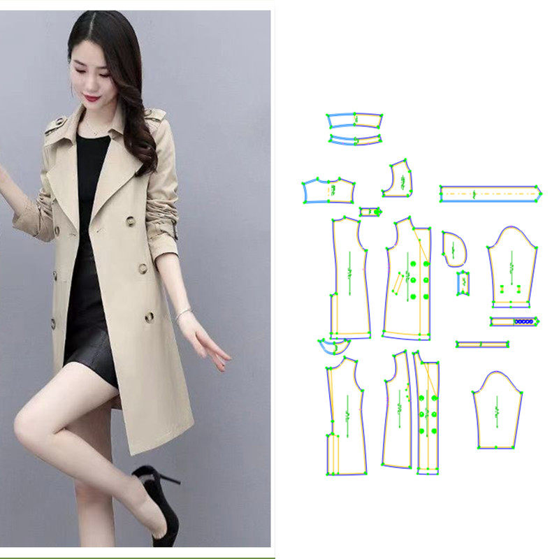 服装纸样裁剪新款风衣625中长款高端长袖大衣外套图纸样版,个性定制/设计服务/DIY,工作服/校服/商务服定制/加工,淘宝优惠券,粉丝福利购,淘宝优惠卷