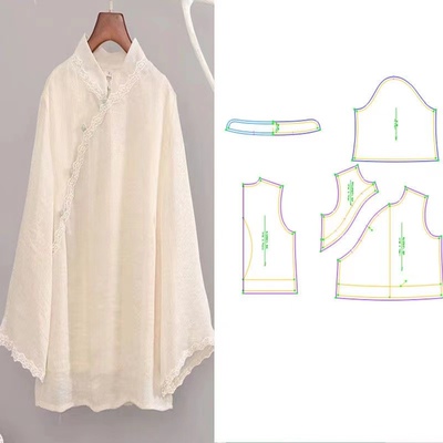 服装纸样汉服上衣改良中式