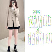 休闲上衣裁剪图纸制版 缝纫牛皮纸样裁缝西装 744女小个子短款