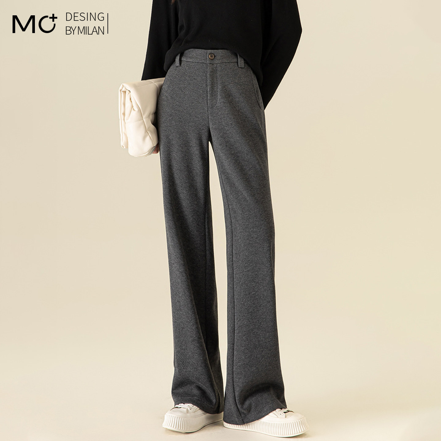 2026春秋羊毛糯米裤窄版阔腿裤女加厚休闲裤高腰垂感显瘦直筒裤子,女装/女士精品,休闲裤,淘宝优惠券,粉丝福利购,淘宝优惠卷