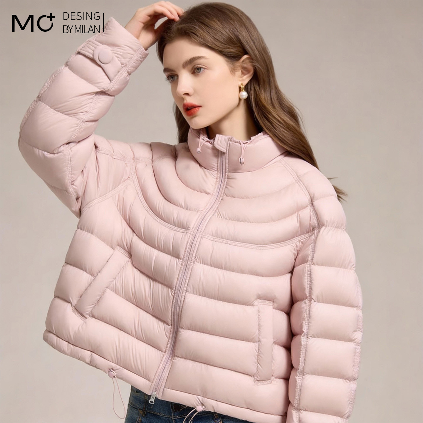 2025新款冬季泡芙排骨羽绒服女立领保暖外套短款小个子轻薄棉衣