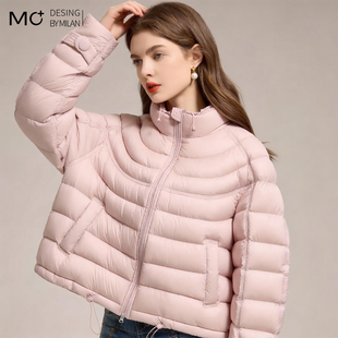 2025新款冬季泡芙排骨羽绒服女立领保暖外套短款小个子轻薄棉衣