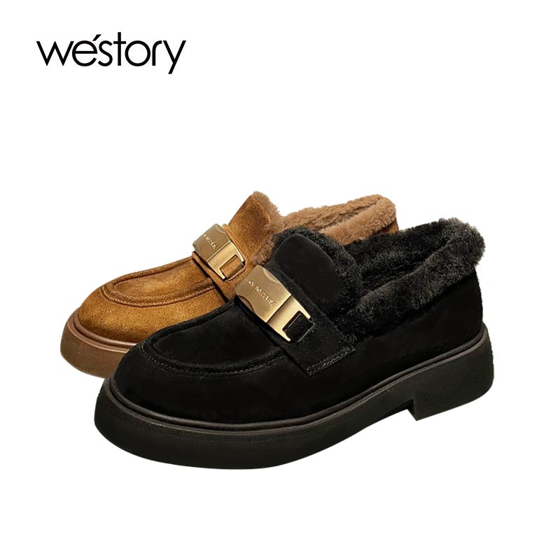 westory休闲羊羔绒乐福鞋