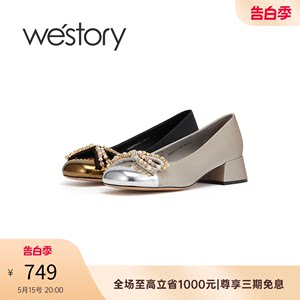 westory高跟鞋温柔蝴蝶结秋季