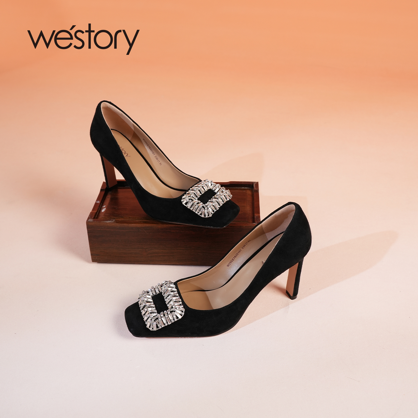 westory2025秋季新款法式绝美方头细跟高跟鞋女气质高级不累脚
