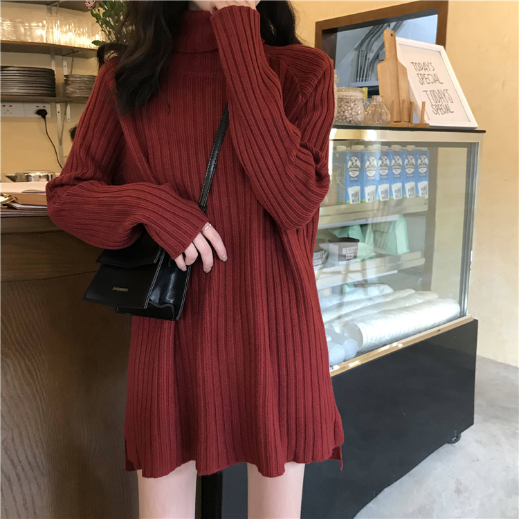 New year's red turtleneck sweater for women