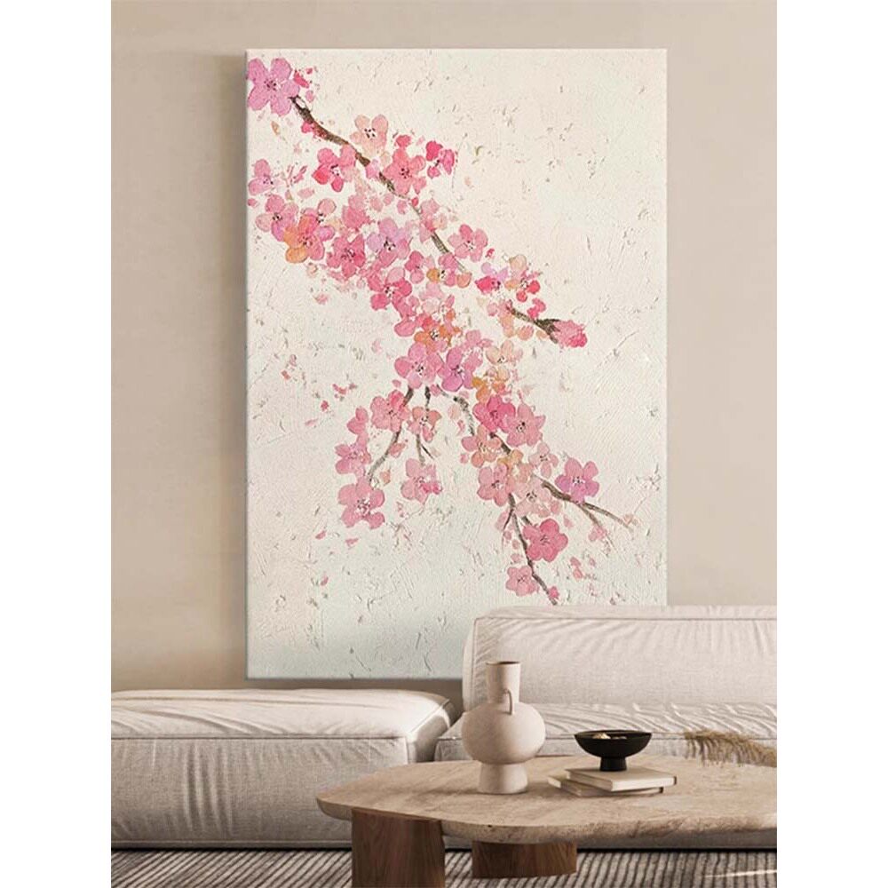 粉色桃花客厅装饰画花开富贵好寓意卧室民宿沙发背景墙玄关挂画