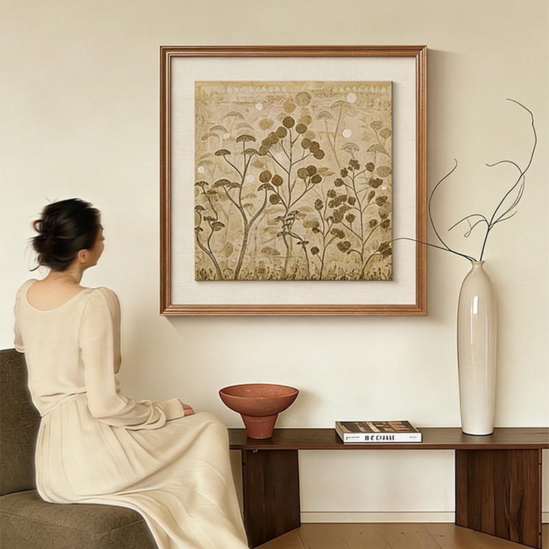 中古风客厅装饰画小众艺术玄关沙发背景墙挂画法式高级感卧室壁画