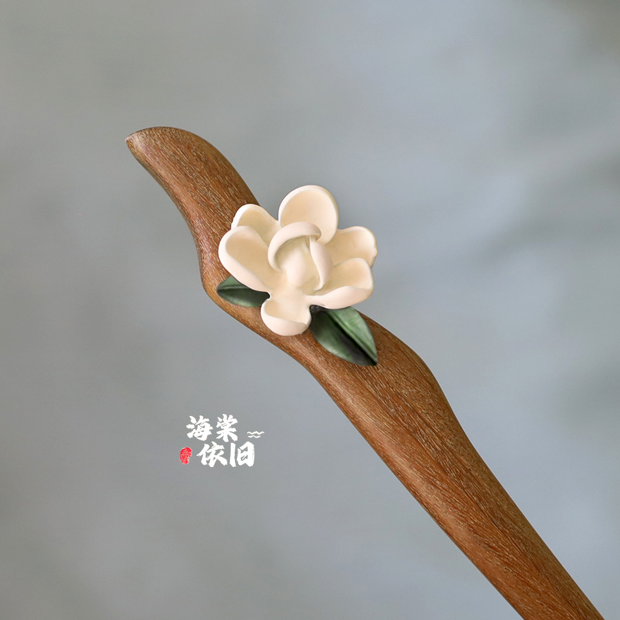 发簪檀木古风盘发新中式发饰