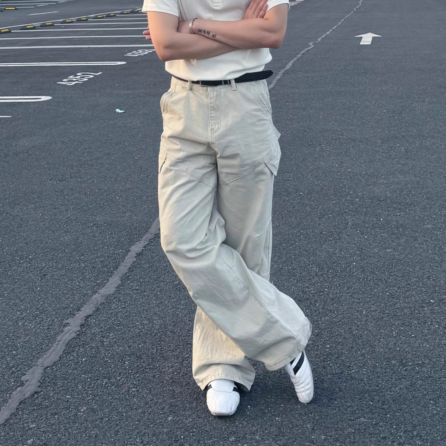 Free Verse 牛仔斜口袋工装裤男美式宽松休闲百搭2025新