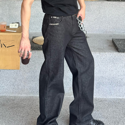 Free verse直筒牛仔裤美式复古水洗修身显高两色休闲长裤子