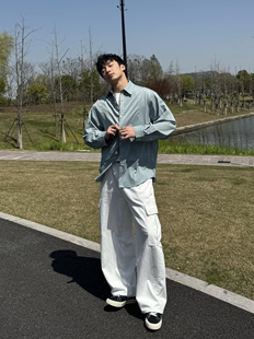 Free Verse2025美式文艺弧形衬衫男宽松休闲百搭上衣外套