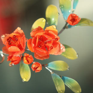 石榴花 热缩花簪手工古风超仙头饰宋制汉服唐风简约步摇 日常簪子
