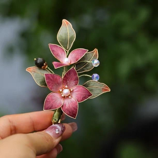 原创玫瑰非遗绒花复古/宫廷中国风发簪头饰饰品国风自公主手工135