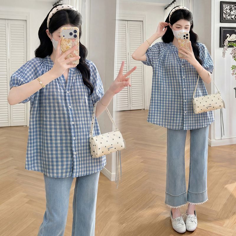 夏季新款孕妇装休闲衬衫显瘦上衣